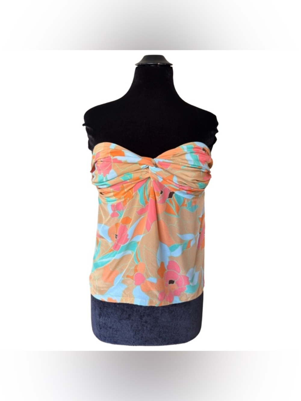 2005 Y2K Body by Victoria 100% Silk Floral Strapless Babydoll Top